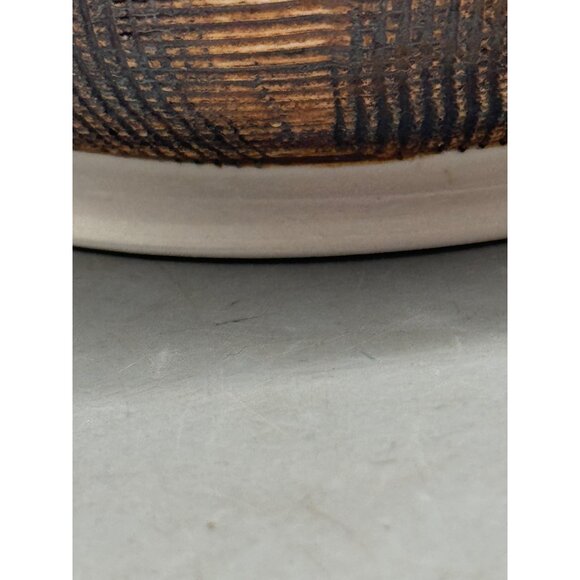 Vintage 1975 Ceramic Bowl With Textured Brown Beige Pattern signed artist READ - Picture 7 of 10